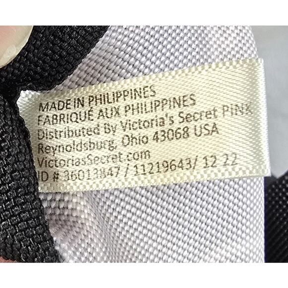 Pink Victoria's Secret Tote Black with White Love Pink Print - Picture 5 of 16